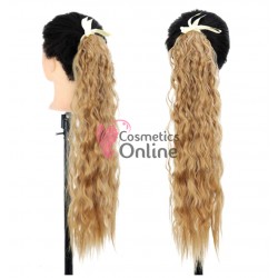 Extensie de par coada ondulata cu snur si clema 85 cm 0022F103 Blond Auriu